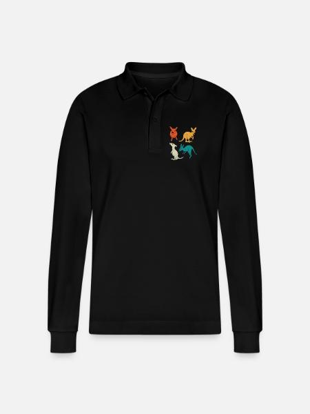 Känguru-Quartett in Farbenvielfalt - Stanley/Stella Unisex Bio-Langarm-Poloshirt Prepster - Schwarz