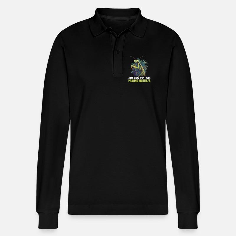 Gottesanbeterinnen Gottesanbeterin - Stanley/Stella Unisex Bio-Langarm-Poloshirt Prepster - Schwarz