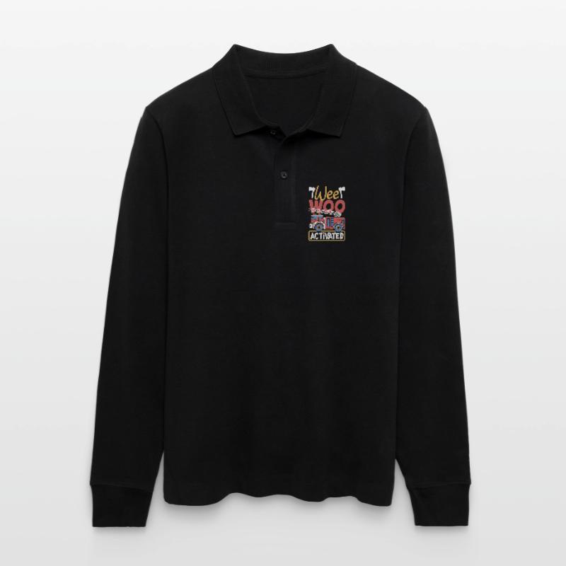 Wee Woo Squad Fire Tiny Feuerwehrmann Stanley/Stella Unisex Bio-Langarm-Poloshirt Prepster