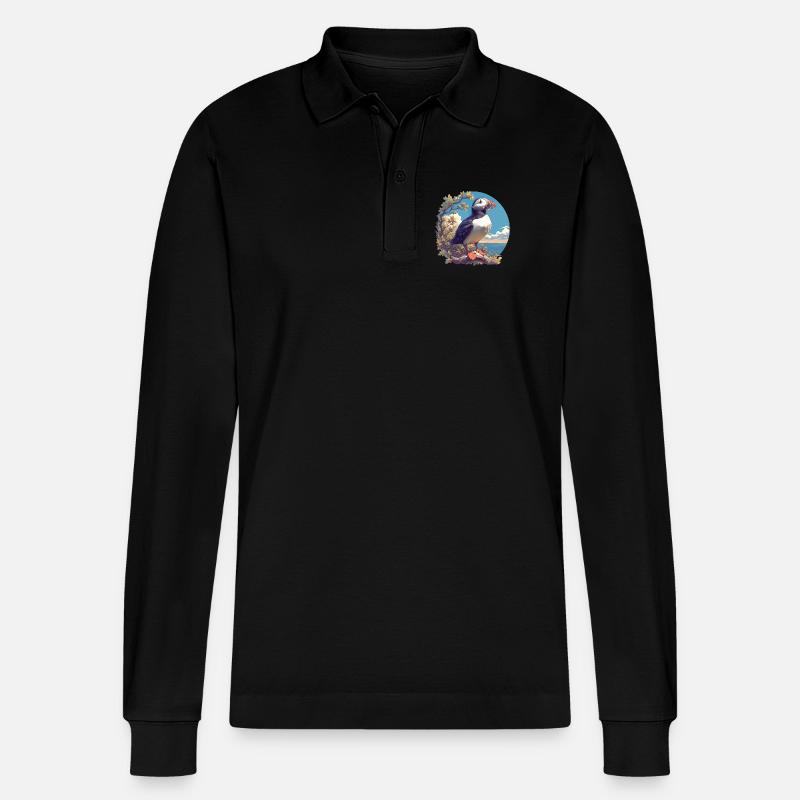 Puffin Papageientaucher - Stanley/Stella Unisex Bio-Langarm-Poloshirt Prepster - Schwarz