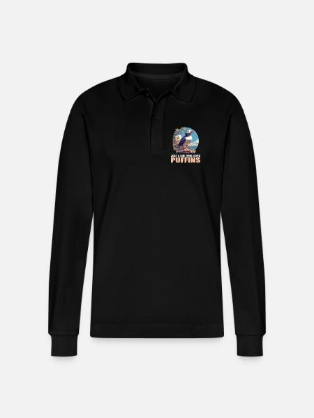 Puffin Papageientaucher - Stanley/Stella Organic Unisex Long-Sleeved Polo Shirt Prepster - black