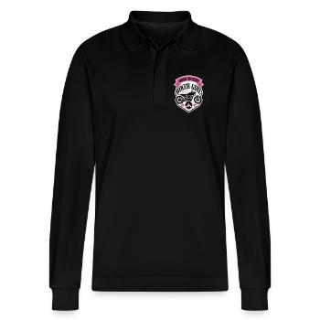 Biker Girl Motorcycle Shield - Stanley/Stella Unisex Bio-Langarm-Poloshirt Prepster - Schwarz - Vorne - Anna (173cm) & Nico (186cm)