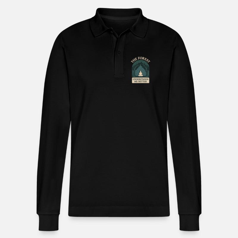 Forest Walk Overthinker Mental Reset - Stanley/Stella Unisex Bio-Langarm-Poloshirt Prepster - Schwarz