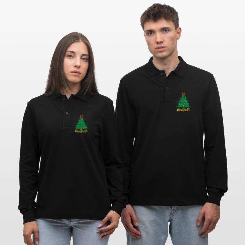 Funny Harmonica Player Christmas Tree Harmonica Stanley/Stella Unisex Bio-Langarm-Poloshirt Prepster