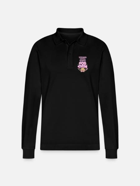 Anime Fangirl Screams Anime Reaction - Stanley/Stella Organic Unisex Long-Sleeved Polo Shirt Prepster - black