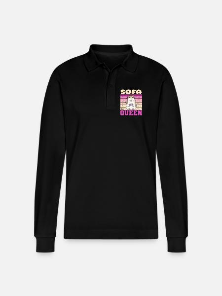 Lama gamerin - Stanley/Stella Unisex Bio-Langarm-Poloshirt Prepster - Schwarz