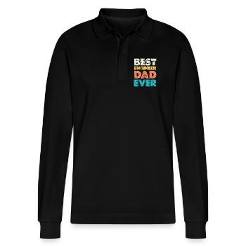 Best Dad Ever Farbblock - Stanley/Stella Unisex Bio-Langarm-Poloshirt Prepster - Schwarz - Vorne - Anna (173cm) & Nico (186cm)
