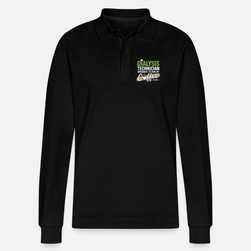 Dialyse-Techniker Kaffee Motiv - Stanley/Stella Unisex Bio-Langarm-Poloshirt Prepster - Schwarz