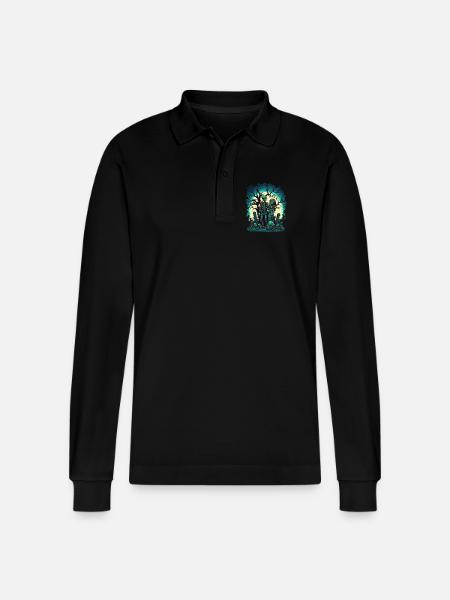 Valentine Zombie Love - Stanley/Stella Organic Unisex Long-Sleeved Polo Shirt Prepster - black