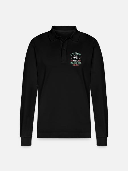 I love Dalmatian Angels - Stanley/Stella Organic Unisex Long-Sleeved Polo Shirt Prepster - black