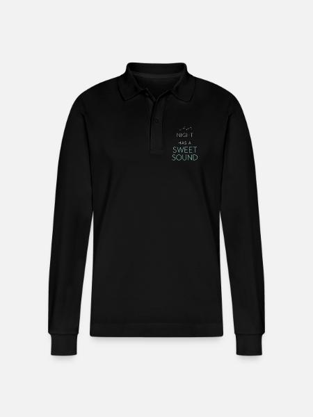Night boating with - Stanley/Stella Organic Unisex Long-Sleeved Polo Shirt Prepster - black