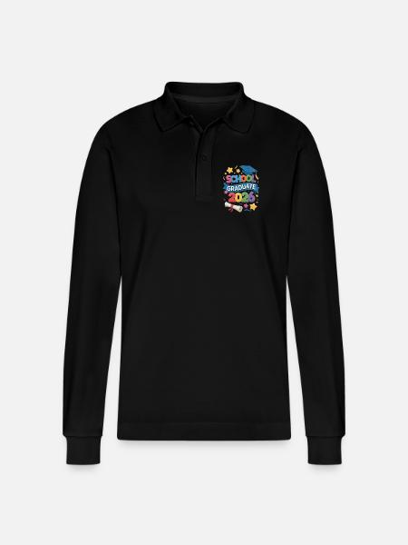 2026 Graduation Class Events - Stanley/Stella Organic Unisex Long-Sleeved Polo Shirt Prepster - black