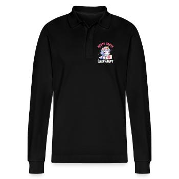 Offspring BEST AUNT EVER Funny - Stanley/Stella Organic Unisex Long-Sleeved Polo Shirt Prepster - black - Front - Anna (173cm) & Nico (186cm)