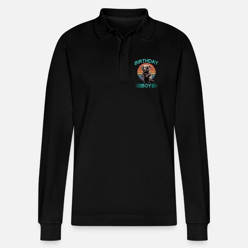 Funny Honey Badger - Stanley/Stella Unisex Bio-Langarm-Poloshirt Prepster - Schwarz