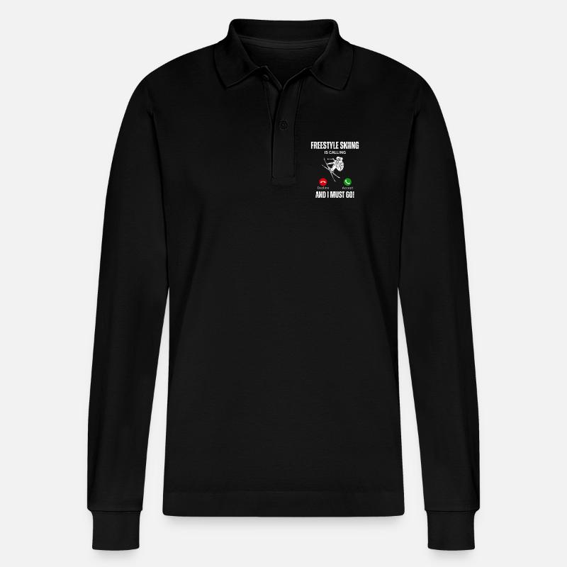 Freestyle-Ski-Berufung - Stanley/Stella Unisex Bio-Langarm-Poloshirt Prepster - Schwarz