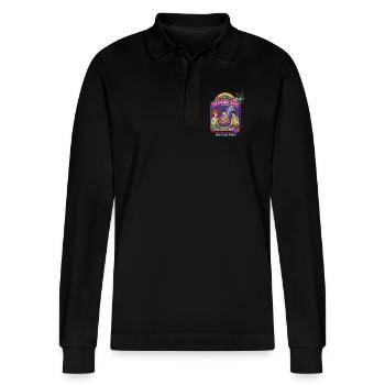 Leicht von Sammelkarten abgelenkt Neue Karten warten auf dich - Stanley/Stella Unisex Bio-Langarm-Poloshirt Prepster - Schwarz - Vorne - Anna (173cm) & Nico (186cm)