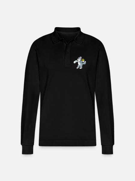Katze Bowling Bowlingkugel Pin - Stanley/Stella Unisex Bio-Langarm-Poloshirt Prepster - Schwarz