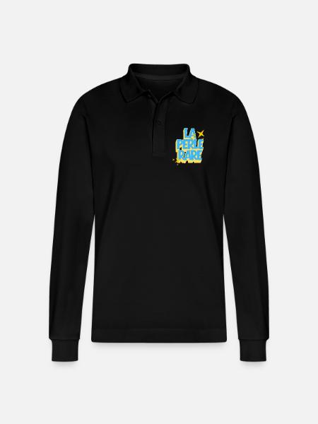 Die seltene Perle, positives Zitat - Stanley/Stella Unisex Bio-Langarm-Poloshirt Prepster - Schwarz