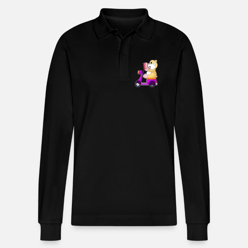 Hamster Motorroller - Stanley/Stella Unisex Bio-Langarm-Poloshirt Prepster - Schwarz