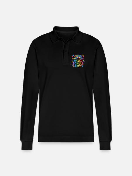 Tschüss Kindergarten Hallo Schule 2026 - Stanley/Stella Unisex Bio-Langarm-Poloshirt Prepster - Schwarz