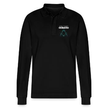 Informatik KEIN TICKET KEIN PROBLEM LUSTIGES - Stanley/Stella Unisex Bio-Langarm-Poloshirt Prepster - Schwarz - Vorne - Anna (173cm) & Nico (186cm)