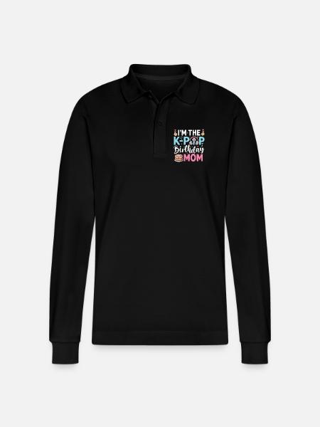 I'm The K-Pop Birthday Mom - Stanley/Stella Organic Unisex Long-Sleeved Polo Shirt Prepster - black