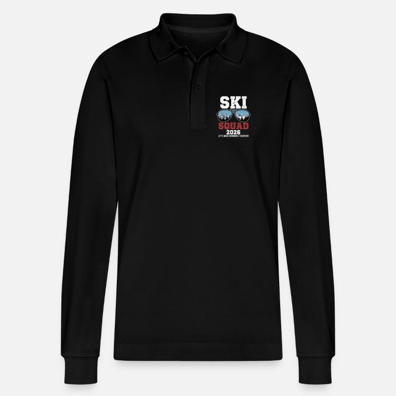 Ski Squad 2026 Skiurlaub - Stanley/Stella Unisex Bio-Langarm-Poloshirt Prepster - Schwarz
