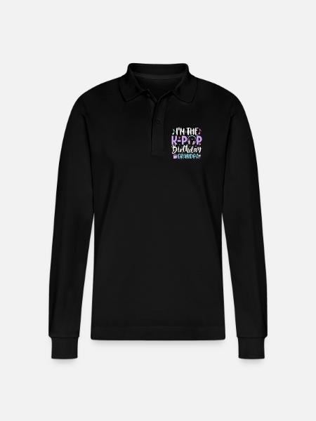 I'm The K Pop Birthday Grandpa - Stanley/Stella Organic Unisex Long-Sleeved Polo Shirt Prepster - black