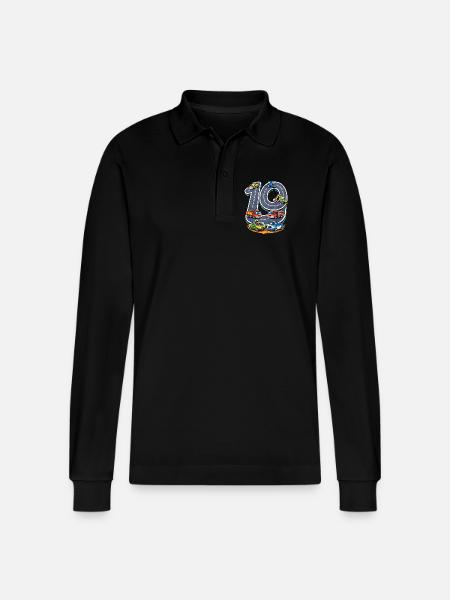 90Years of Road Construction Illustration - Stanley/Stella Organic Unisex Long-Sleeved Polo Shirt Prepster - black