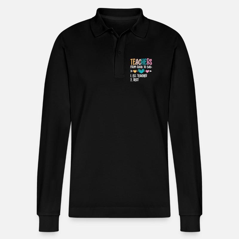 ELL-Lehrer englische Sprache - Stanley/Stella Unisex Bio-Langarm-Poloshirt Prepster - Schwarz