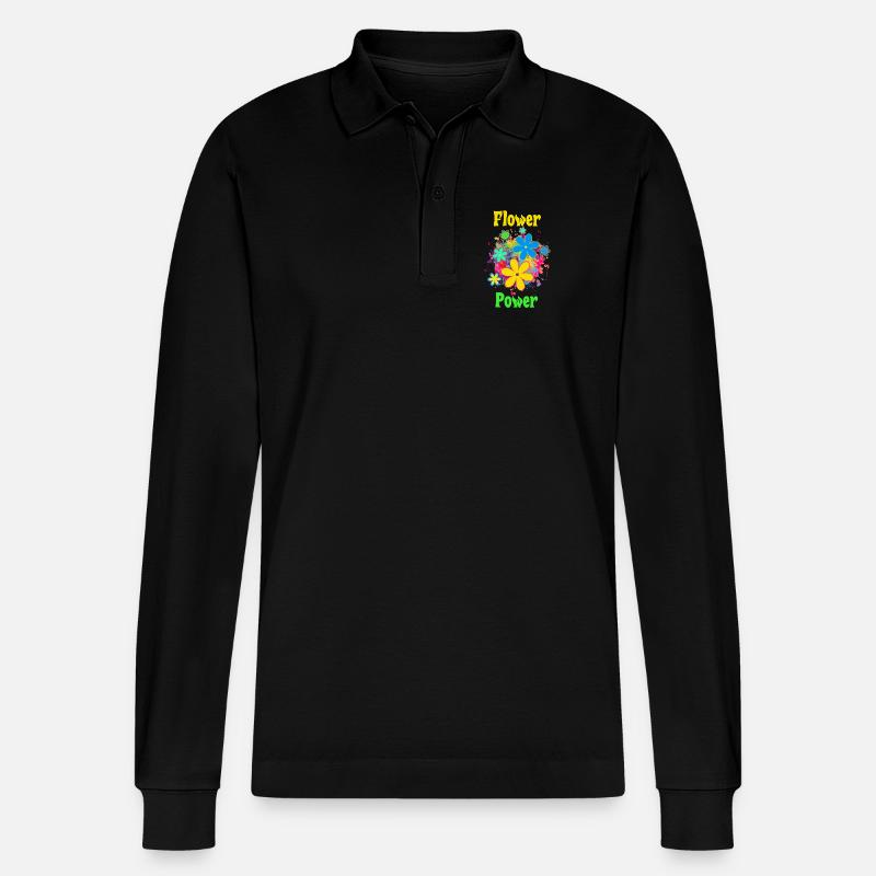 Le pouvoir des fleurs - Polo à manches longues bio PREPSTER Stanley/Stella Unisexe - noir