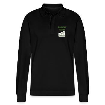 Running Team - Stanley/Stella Organic Unisex Long-Sleeved Polo Shirt Prepster - black - Front - Anna (173cm) & Nico (186cm)