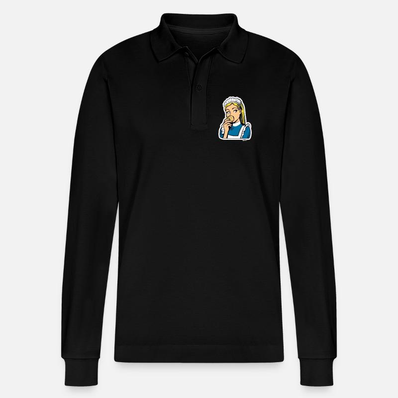 Maid and Cookie Pop Art - Stanley/Stella Unisex Bio-Langarm-Poloshirt Prepster - Schwarz