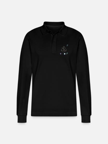 Maritim Anker Kreuz Eiscrem - Stanley/Stella Organic Unisex Long-Sleeved Polo Shirt Prepster - black