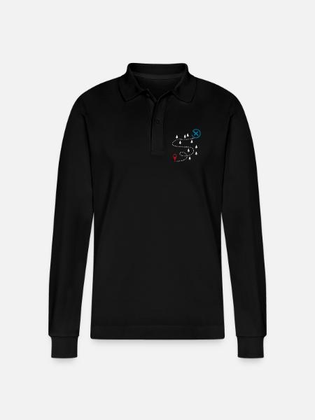 Adventure Trail Map Geocaching Graphic - Stanley/Stella Organic Unisex Long-Sleeved Polo Shirt Prepster - black