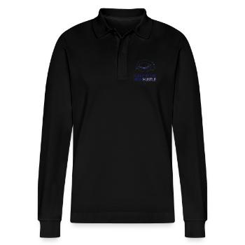 Sleep Is The New Hustle - Stanley/Stella Organic Unisex Long-Sleeved Polo Shirt Prepster - black - Front - Anna (173cm) & Nico (186cm)