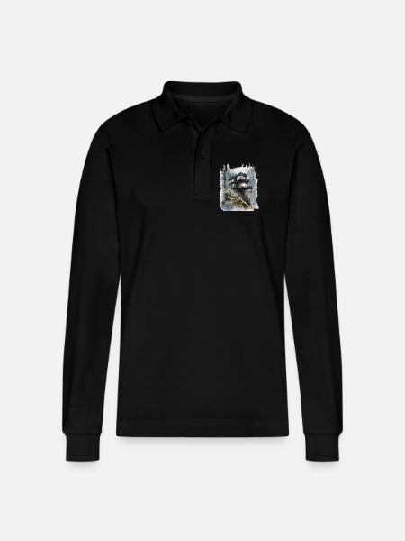 Waldglashütte auf der Klippe - Stanley/Stella Unisex Bio-Langarm-Poloshirt Prepster - Schwarz