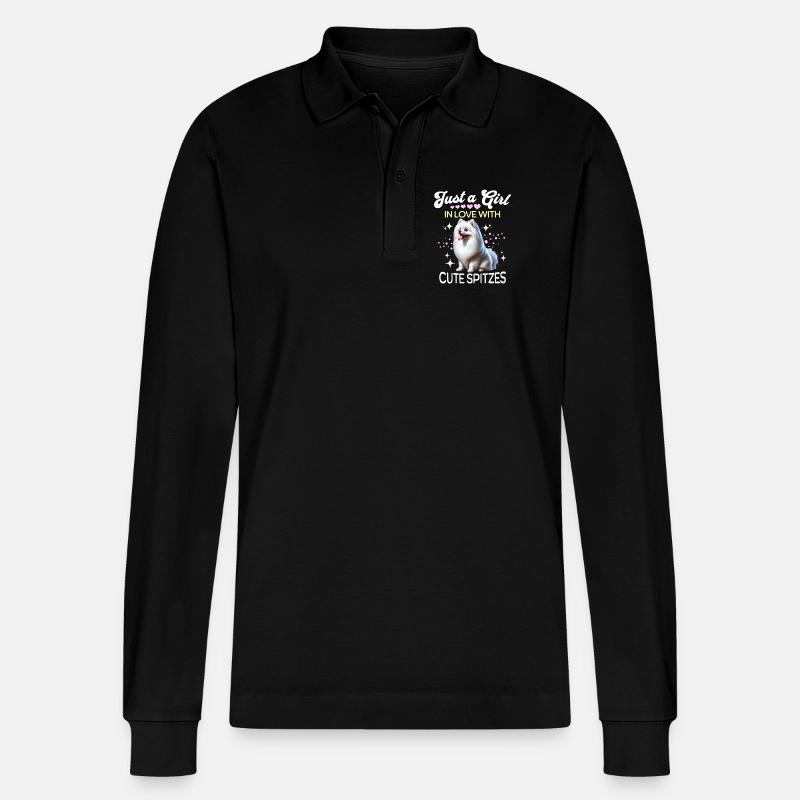 Spitz Zwergspitz Mädchen - Stanley/Stella Unisex Bio-Langarm-Poloshirt Prepster - Schwarz