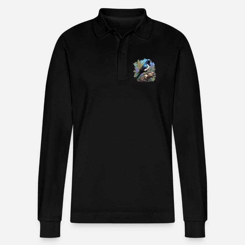 Elstern Elster - Stanley/Stella Unisex Bio-Langarm-Poloshirt Prepster - Schwarz