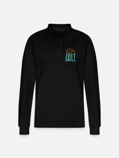 Just Chill Tiger – Relaxed Saying - Stanley/Stella Organic Unisex Long-Sleeved Polo Shirt Prepster - black