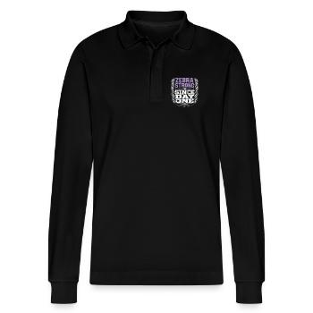 Eds-bewusstsein Ehlers-danlos Zebra-krieger - Stanley/Stella Unisex Bio-Langarm-Poloshirt Prepster - Schwarz - Vorne - Anna (173cm) & Nico (186cm)