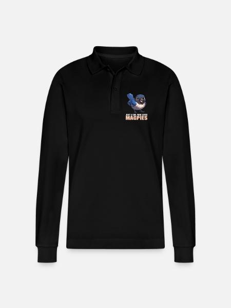 Magpies Magpie - Stanley/Stella Organic Unisex Long-Sleeved Polo Shirt Prepster - black