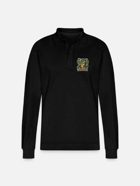 Sarcastic gym crocodile for men - Stanley/Stella Organic Unisex Long-Sleeved Polo Shirt Prepster - black