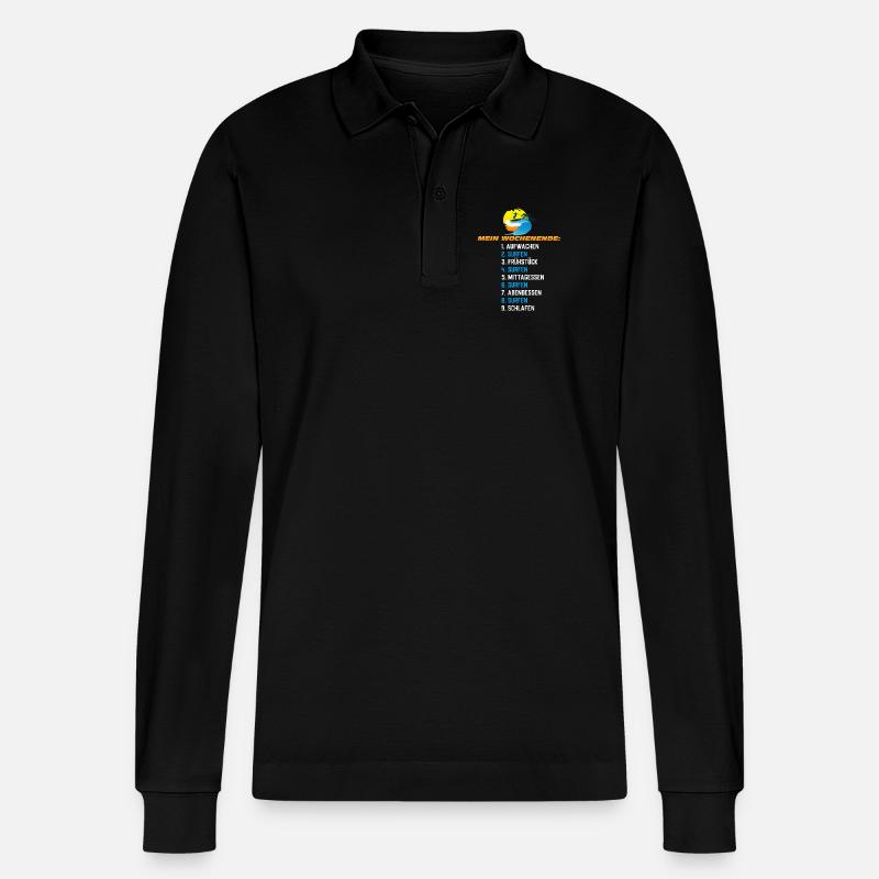 Mein Surf-Wochenende – Surf Schedule - Stanley/Stella Unisex Bio-Langarm-Poloshirt Prepster - Schwarz