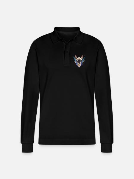 Siamese Cat Neon Style - Stanley/Stella Organic Unisex Long-Sleeved Polo Shirt Prepster - black