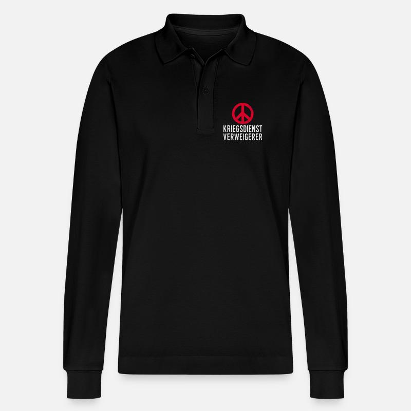 Kriegsdienst Verweigerer Peace Symbol - Stanley/Stella Unisex Bio-Langarm-Poloshirt Prepster - Schwarz