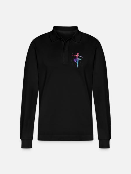 Ballet Dancer Ballerina Space Ballet Dancer - Stanley/Stella Organic Unisex Long-Sleeved Polo Shirt Prepster - black