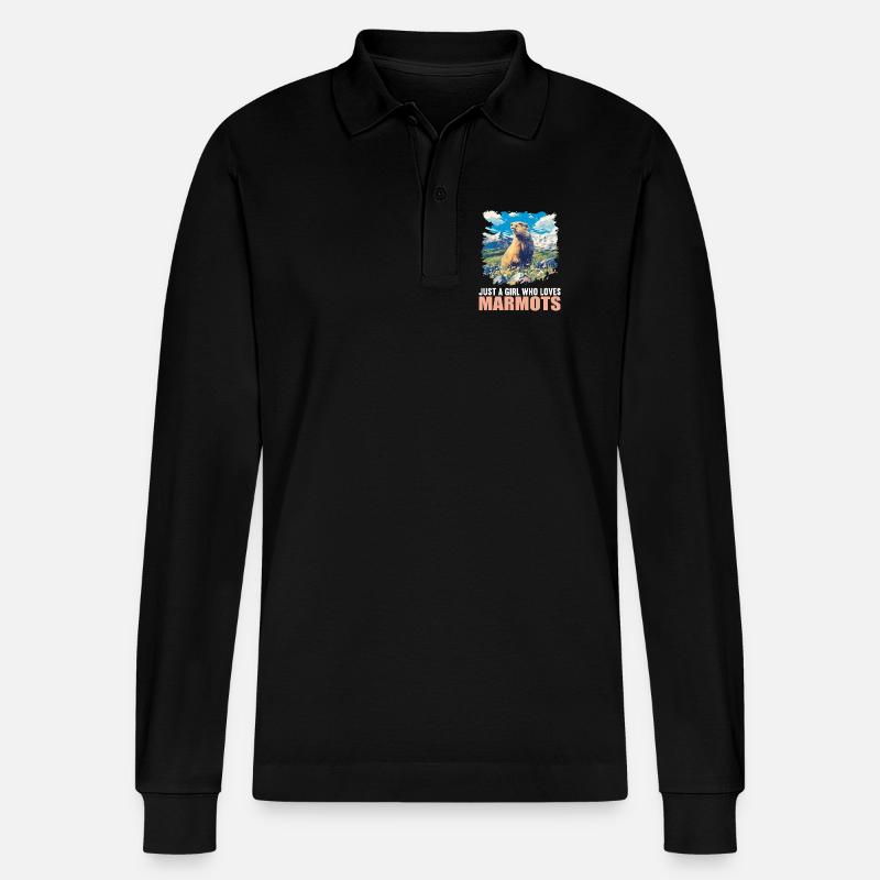 Murmeltiere Murmeltier - Stanley/Stella Unisex Bio-Langarm-Poloshirt Prepster - Schwarz