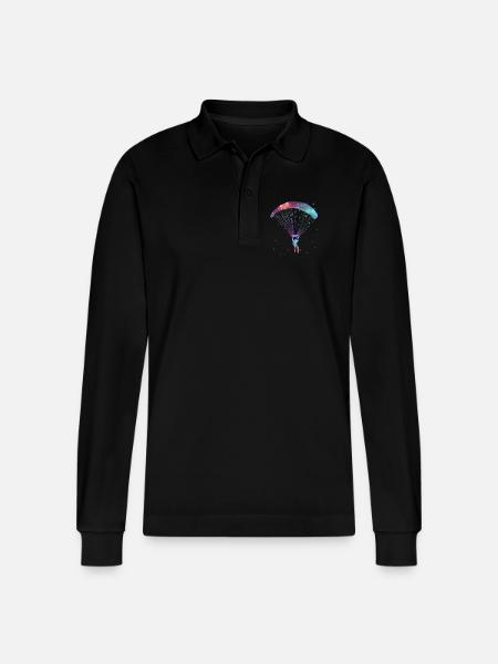 Paragliding Gleitschirmfliegen Gleitschirm - Stanley/Stella Organic Unisex Long-Sleeved Polo Shirt Prepster - black