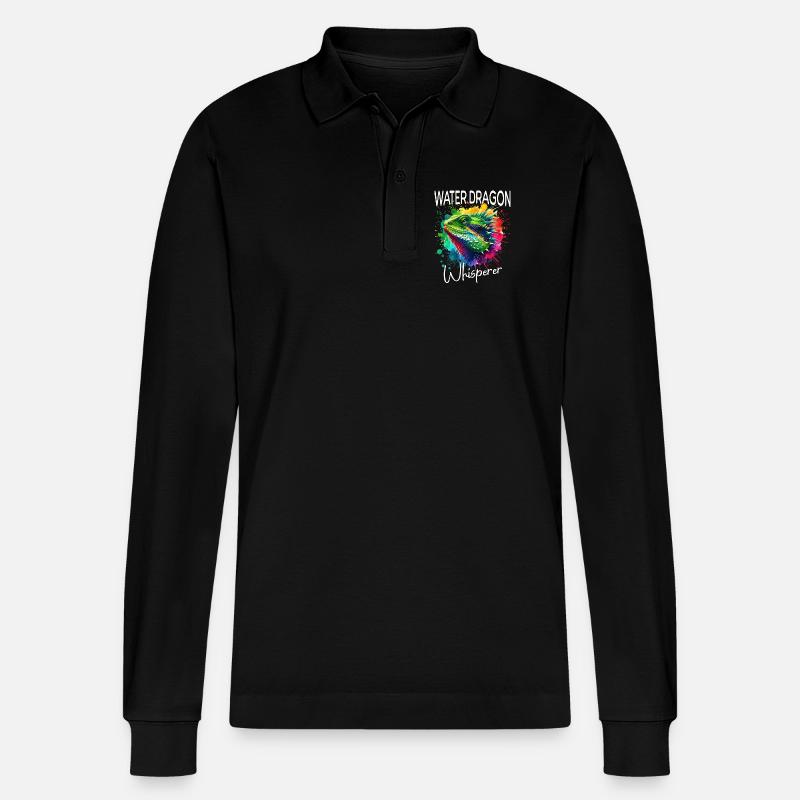 Chinesische Wasseragame Flüsterer - Stanley/Stella Unisex Bio-Langarm-Poloshirt Prepster - Schwarz